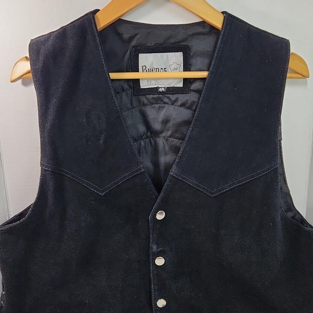 VTG Gold Wing Touring Association Alberta Large Logo Black Suede Vest (Size 44) - Picture 3 of 13